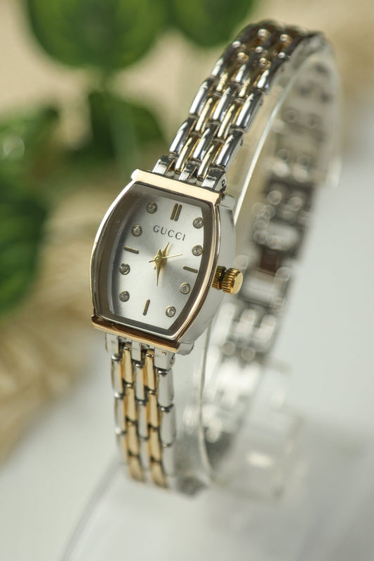 Gucci Two-Tone Square Dial Watch – Silver & Gold