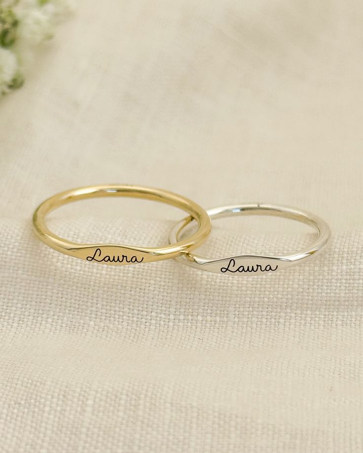 Couple Name Engraved Matching Rings