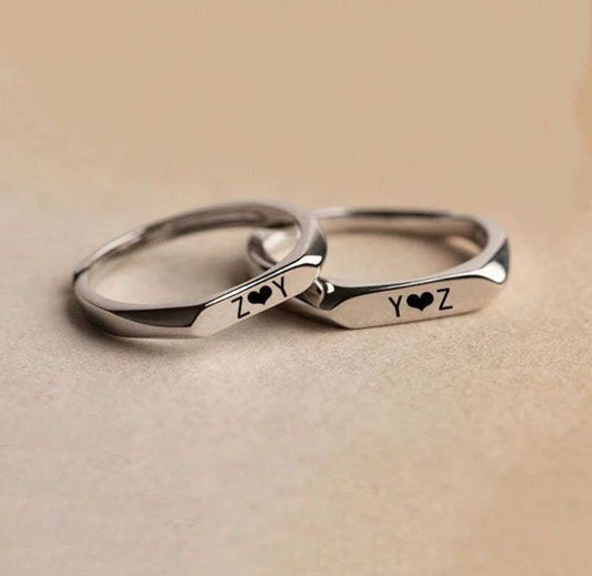 Silver-Plated Couple Matching Love Rings