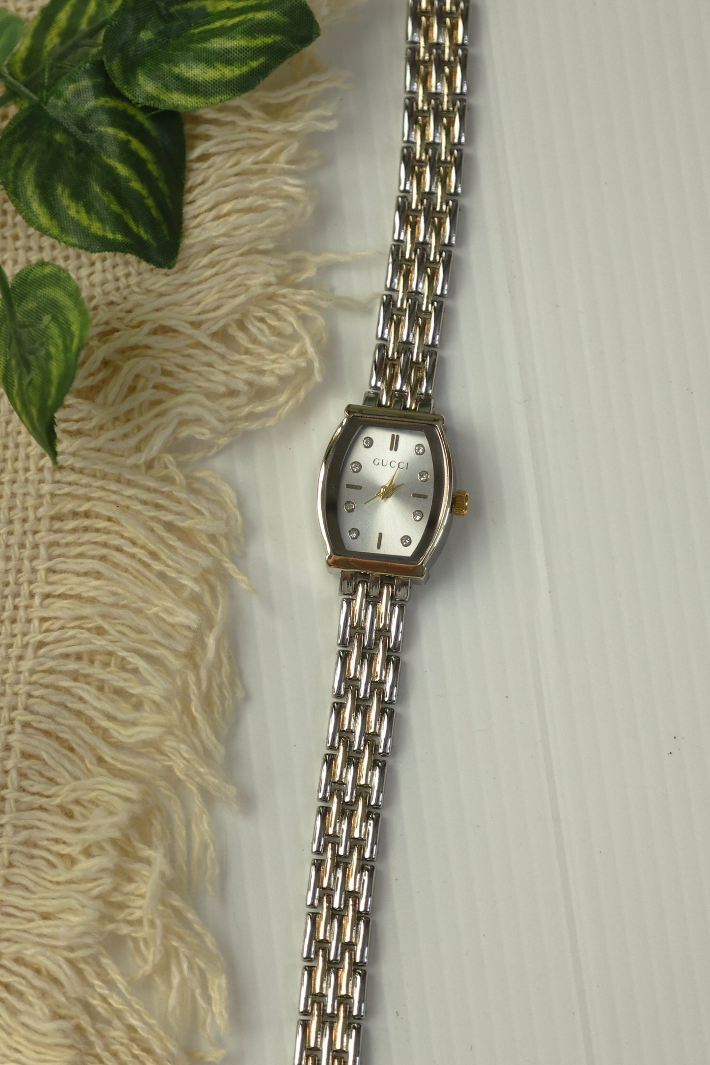 Gucci Two-Tone Square Dial Watch – Silver & Gold