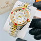 Golden Rolex Datejust Dial Diamond & Ruby Bezel