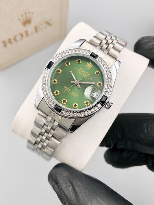 Elegant RLX Green Dial Black Gem
