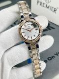 Premier White Crystal Edge Watch – Two-Tone Luxury Chain