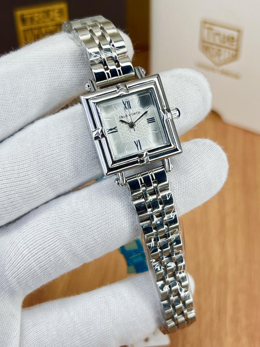 TRUE WORTH Square Vintage Silver Watch