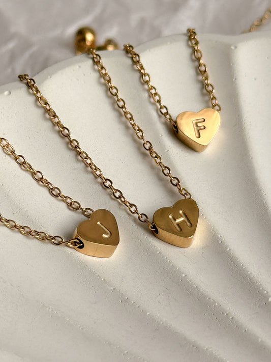 Heart Personalized Initial Pendant -22k Gold Plated