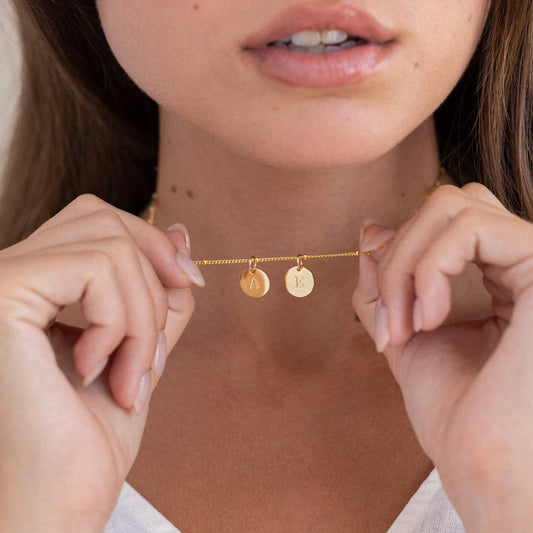 Personalized Initial Necklace-22k Gold Plated
