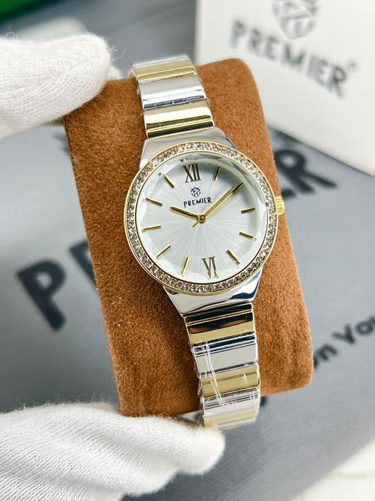 Premier Roman Elegance Gold Watch – White Dial Edition