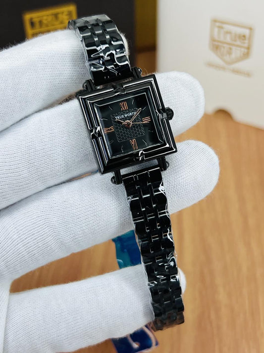 TRUE WORTH Midnight Black Square Watch