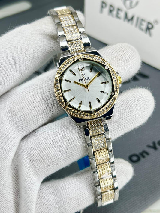 Premier White Crystal Diamond Dial Watch