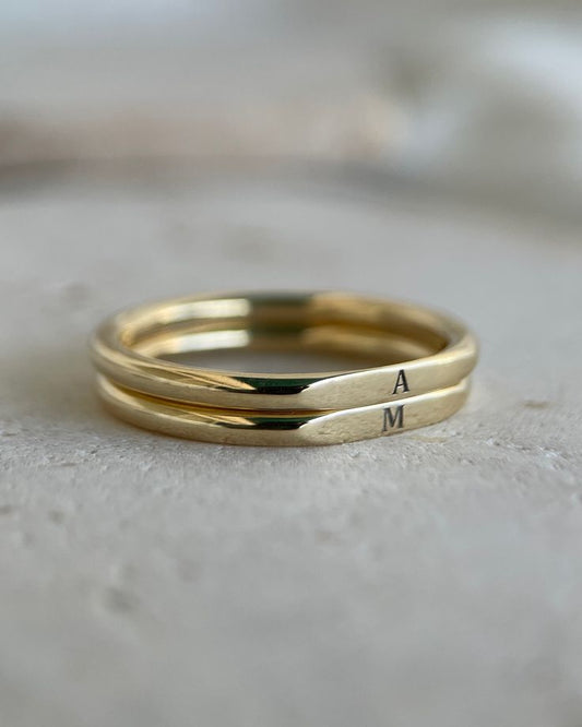 Forever in Your Name Couple Initial Rings