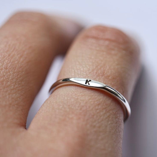 Silver-Plated initial Ring