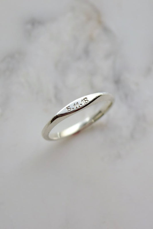 Silver-Plated Date Engraved Ring