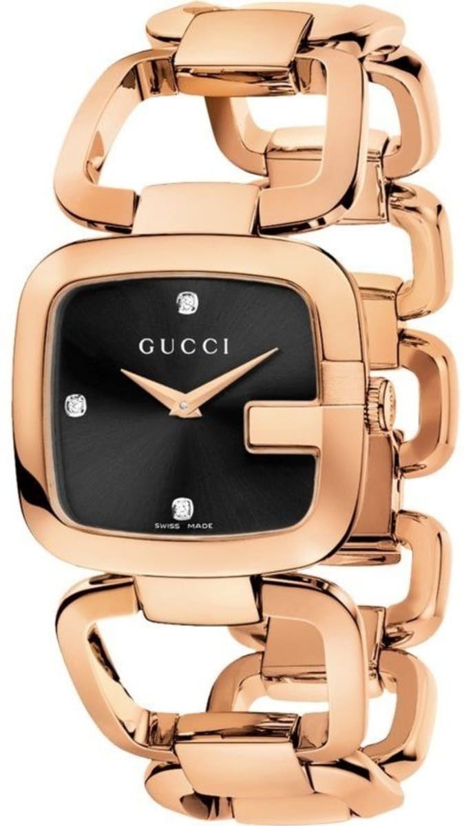 Gucci G Black Diamond Dial Rose Gold PVD